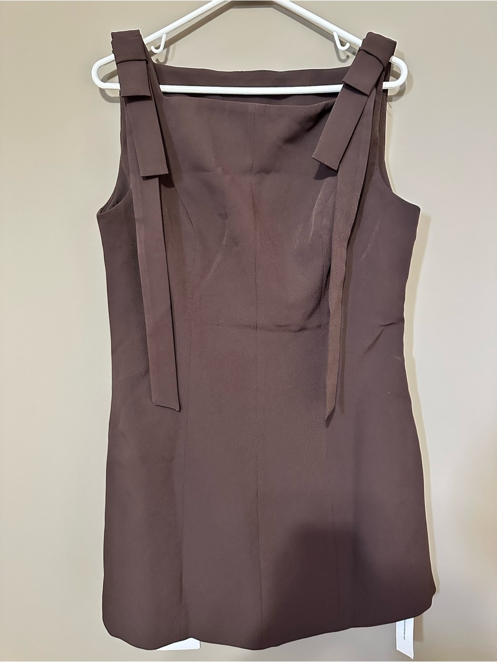 Commense Brown Tie-Shoulder Mini Dress